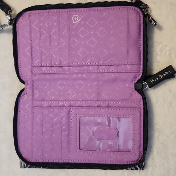 Vera Bradley black and purple Crossbody bag or wristlet with removable strap - Picture 3 of 6